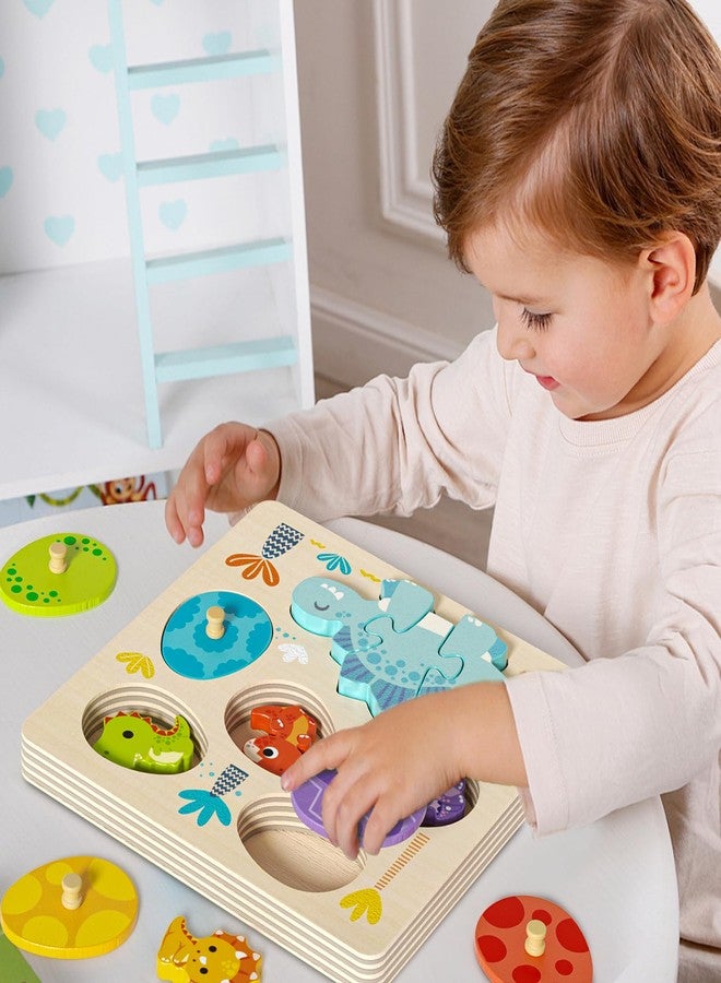 EDUTREE Wooden Toddler for Puzzle 2-4, Dinosaur Matching Eggs Peg Puzzles, Preschool Learning Educational Montessori Toys for 2 3 4 Year Old Boys Girls - Image 5